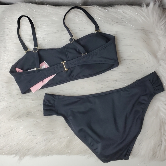 JUICY COUTURE black Rhinestone Bandeau Bikini Set - Picture 3 of 6